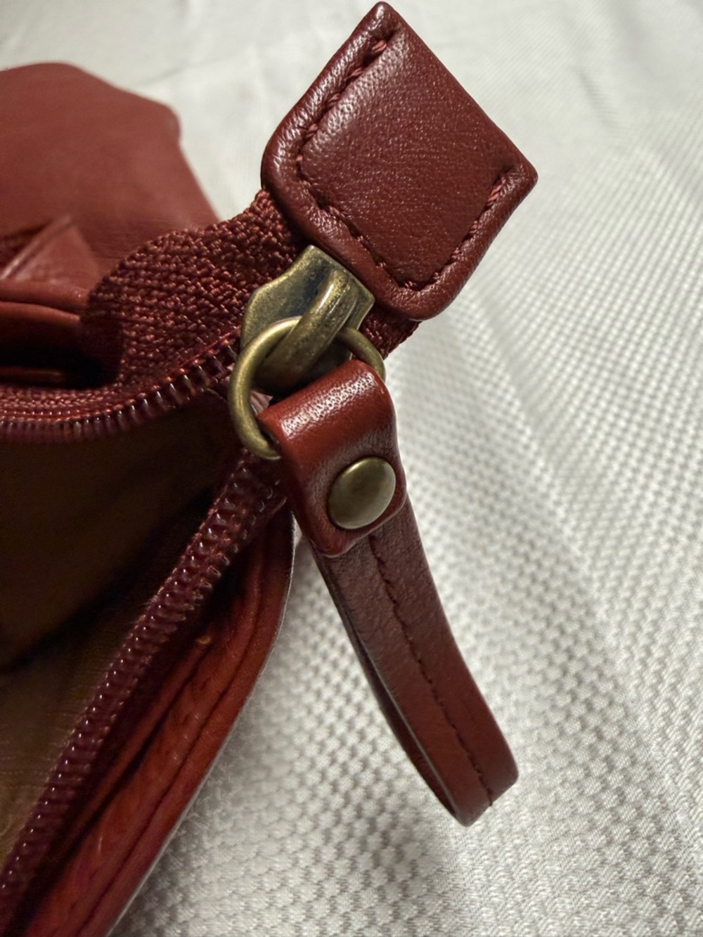 HOBO Red Leather Shoulder Bag with Brass Rings - Picture 11 of 11